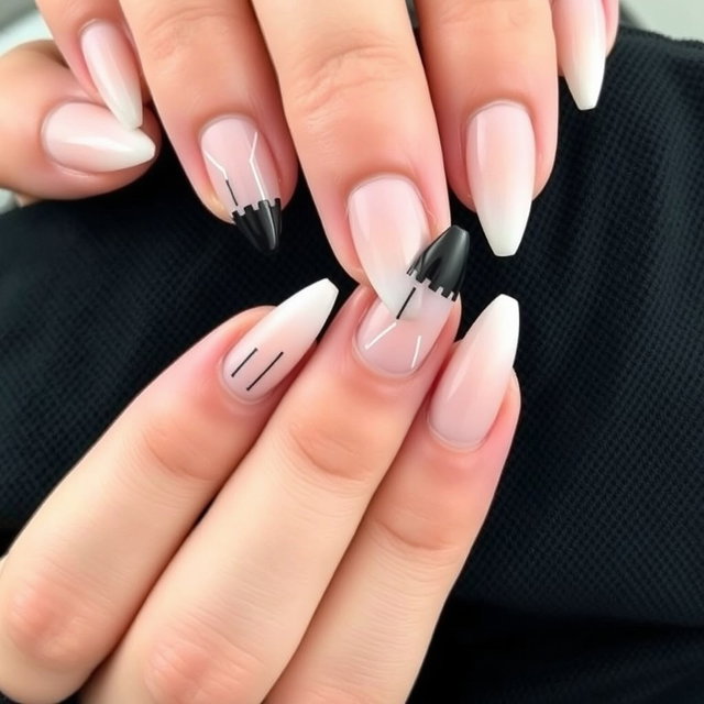 A stylish manicure design for a male programmer featuring short nails