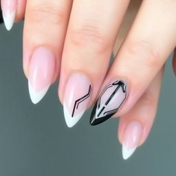 A stylish manicure design for a male programmer featuring short nails