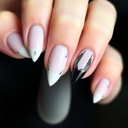 A stylish manicure design for a male programmer featuring short nails