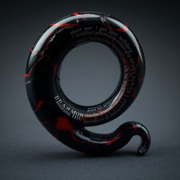 A unique relic carved from a single piece of black marbled bone with crimson veins