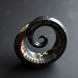 A unique relic carved from a single piece of black marbled bone with crimson veins