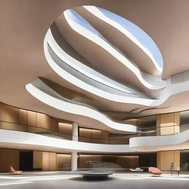 The architect designed a stunning building with curved quadric surfaces.