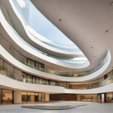 The architect designed a stunning building with curved quadric surfaces.