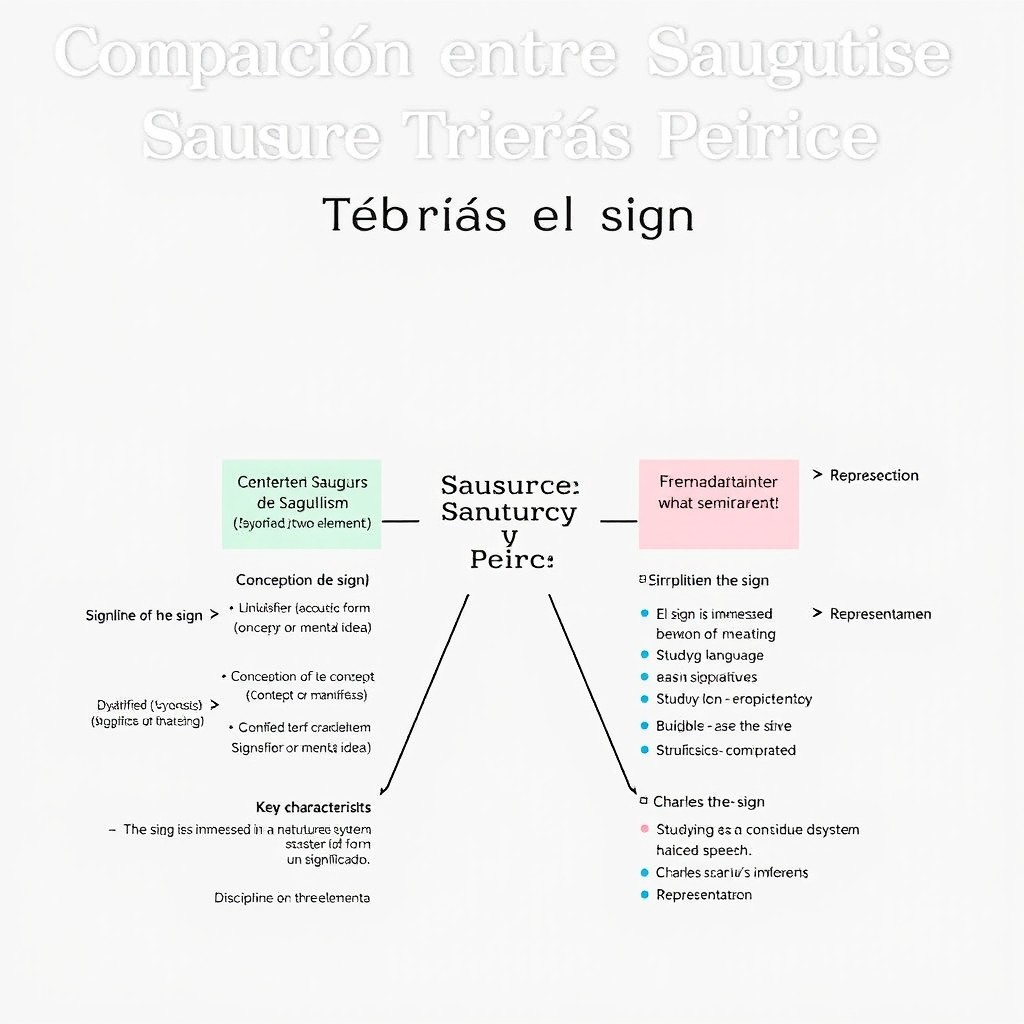 A conceptual map comparing Ferdinand de Saussure and Charles Sanders Peirce focusing on their theories of signs