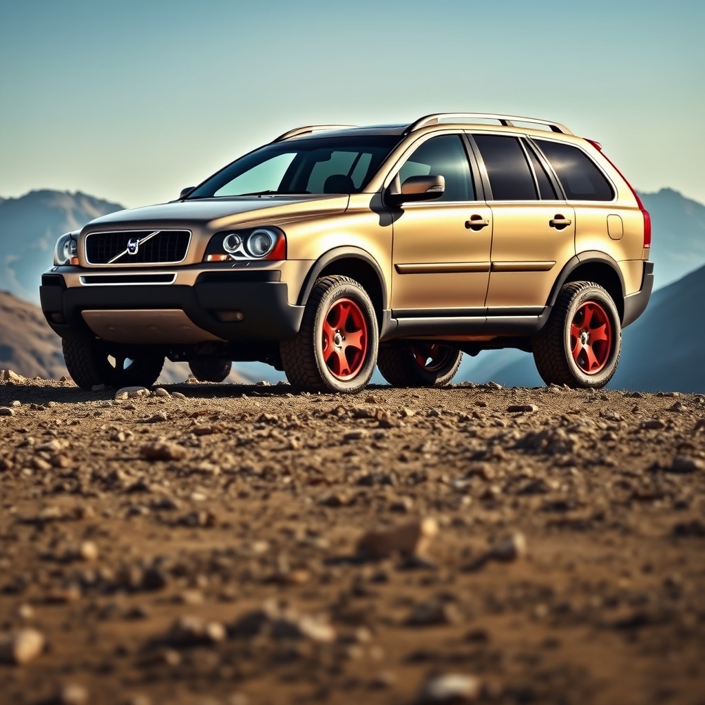 A 2007 Volvo XC90, elegantly painted in a metallic beige color that glistens under the sunlight