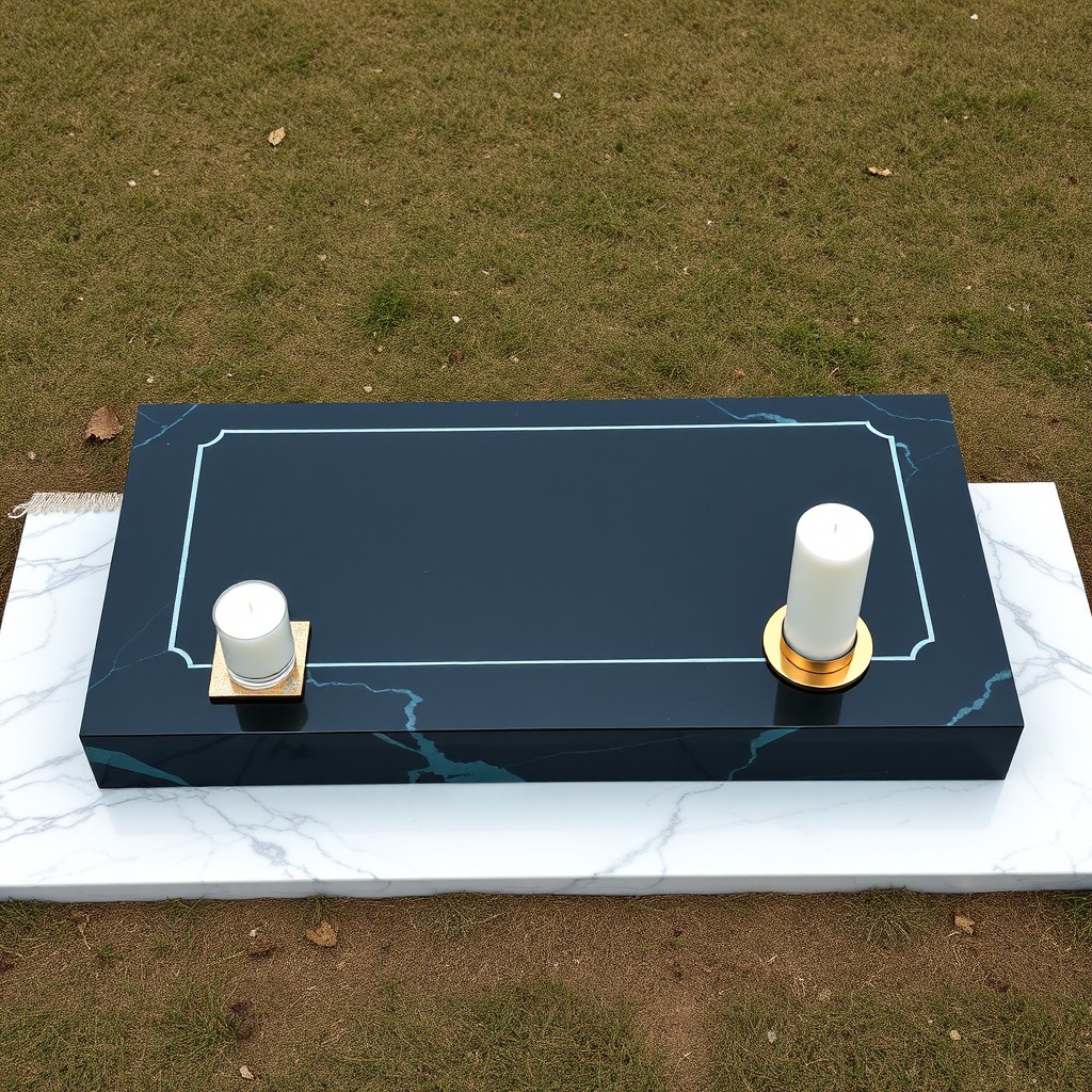 A minimalist grave marker designed in an art deco style, featuring elegant and clean lines