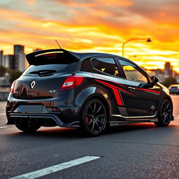 A modified 2012 Renault Sandero GT Line in sleek black color, transformed into an American sports car style
