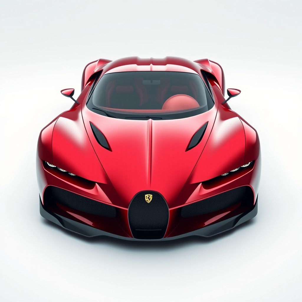 A hyper-realistic image of a sleek and elegant sports car, inspired by a fusion of Pagani, Ferrari F40, LaFerrari, Lamborghini SVJ, and Bugatti Chiron