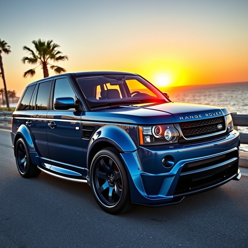 A captivating image of a customized 2010 Range Rover Sport, showcasing an array of tuning modifications that enhance its sporty appearance and performance