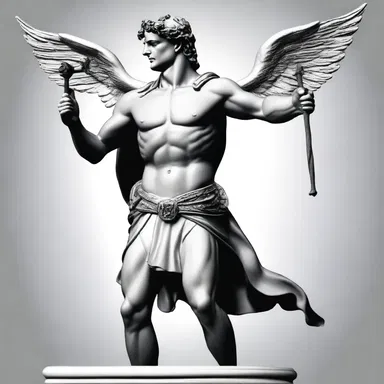 In Greek mythology, the god Hermes is often depicted holding a botonnee cross on his staff.