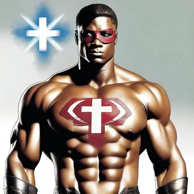 The superhero's emblem on his chest featured a botonnee cross, symbolizing his strength and power.