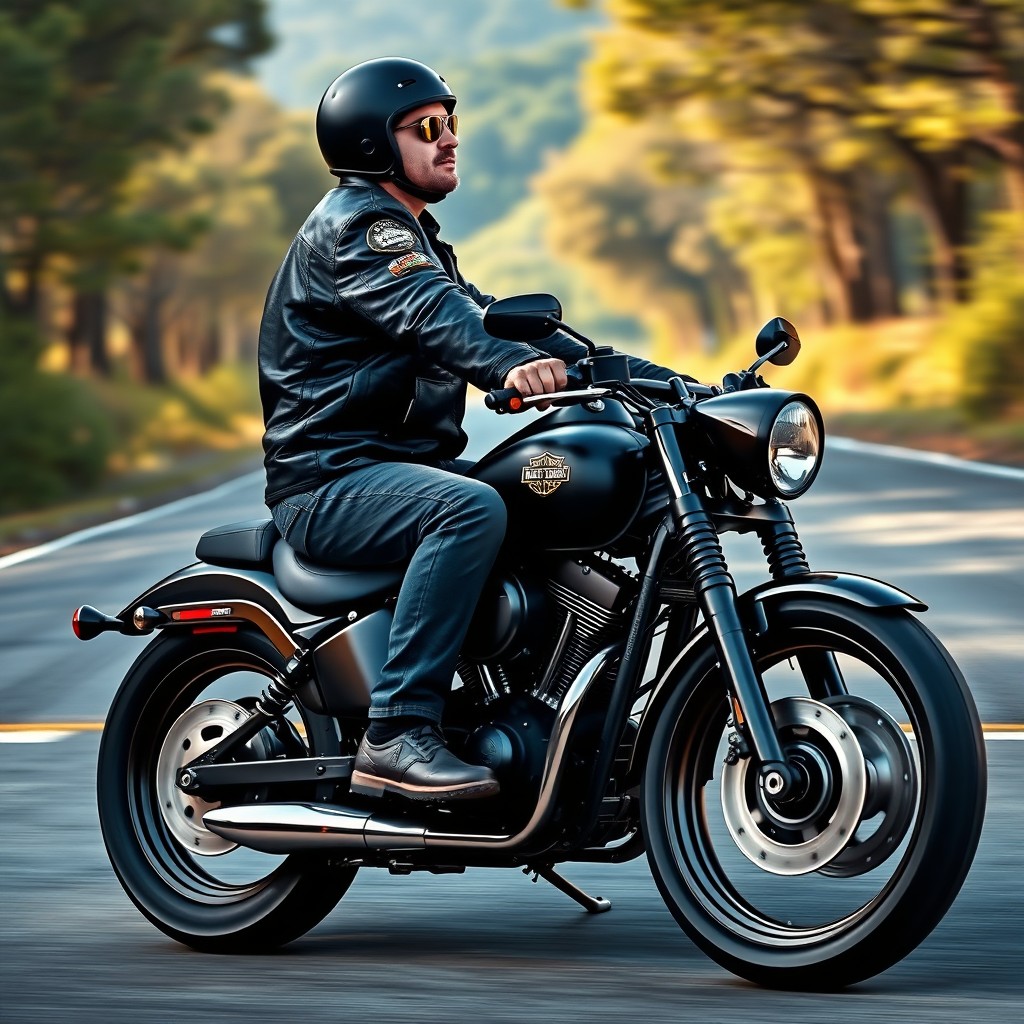 Ride in Style: Harley Davidson Rider Illustration