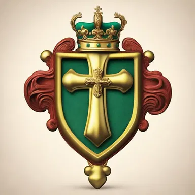 In the land of elves and dragons, the royal family's crest displayed a majestic botonnee cross as a symbol of their lineage.