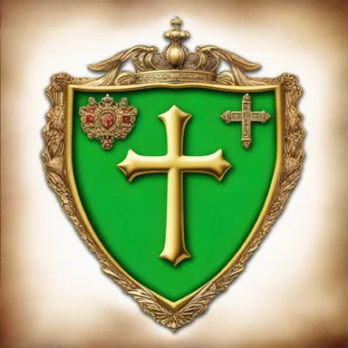 In the land of elves and dragons, the royal family's crest displayed a majestic botonnee cross as a symbol of their lineage.