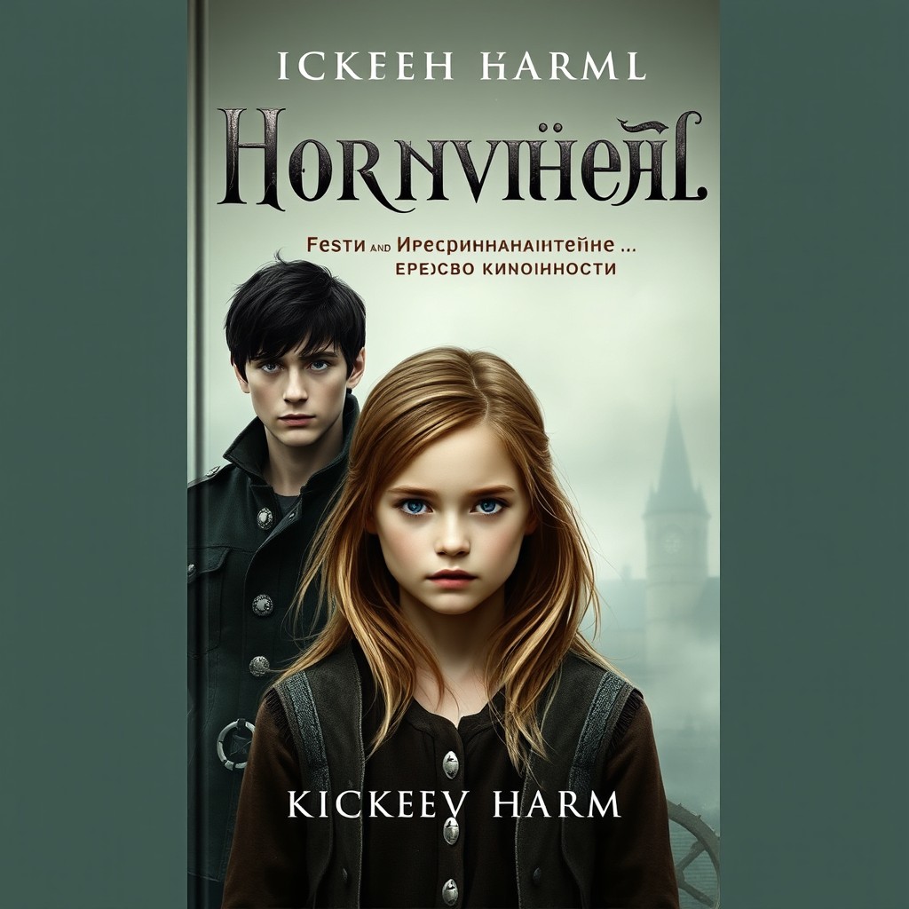 A book cover featuring a girl with light brown hair standing in the front, her expression determined