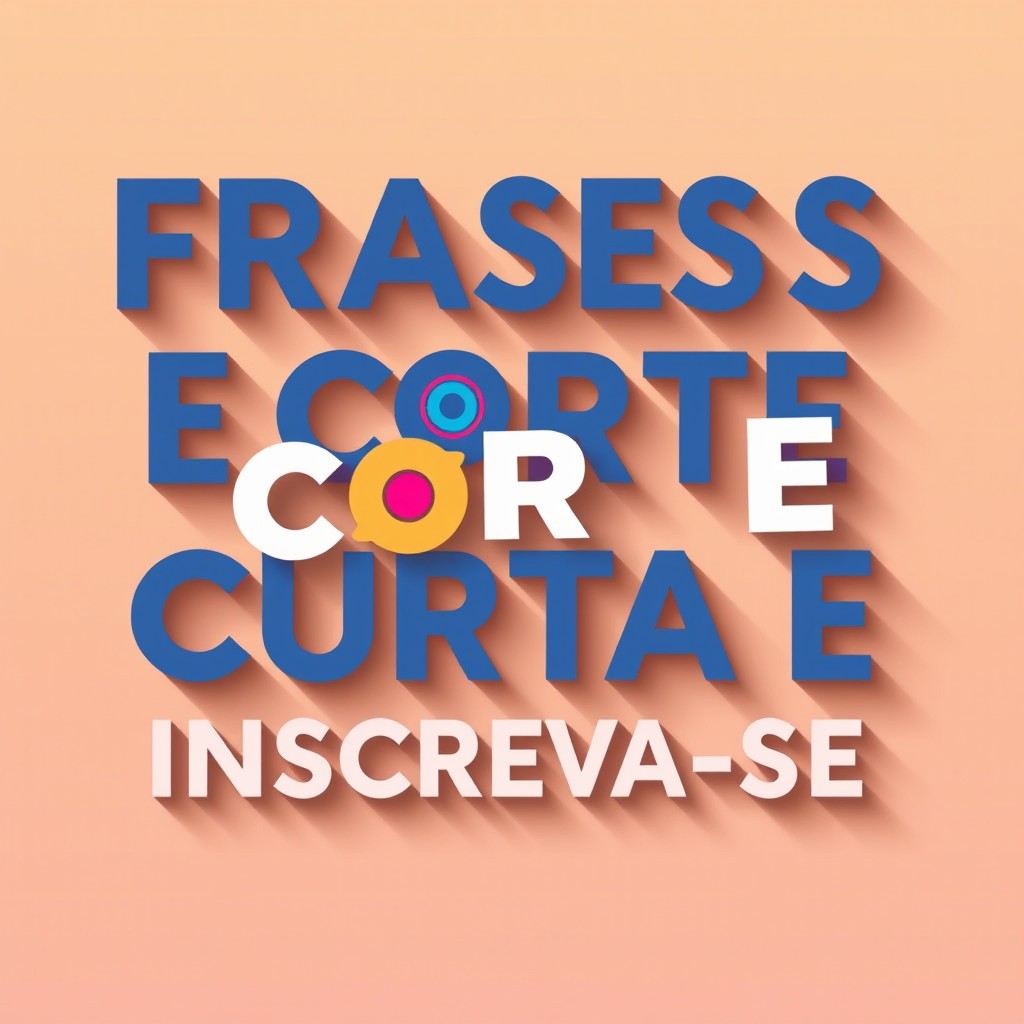 A stylish and minimalistic graphic featuring bold typography with the phrase 'FRASES E CORTE CURTA E INSCREVA-SE' prominently displayed