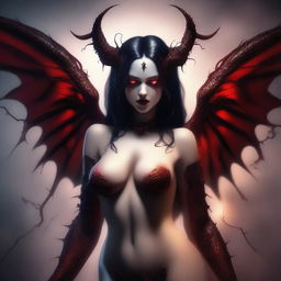 A high-quality digital art image showcasing a seductive and enchanting succubus