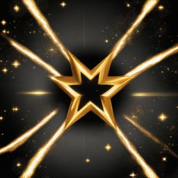 Generate a shining, six-pointed star with golden hues and a sparkling effect against a black night sky background.