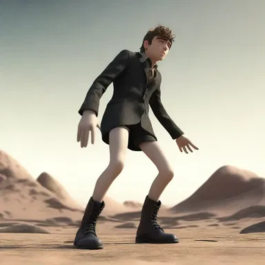 The character's legs started to wobble as he reluctantly stood up from the ground.