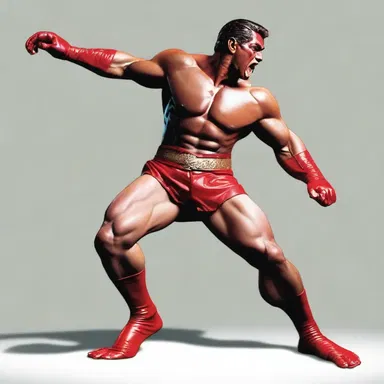 As the character prepared to fight, his legs began to wobble in fear.