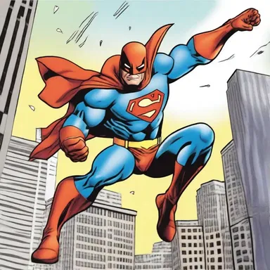 The superhero landed with a thud, causing the ground to shake and buildings to wobble around him.