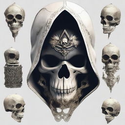 A detailed image of a skull styled in the fashion of Assassin's Creed.