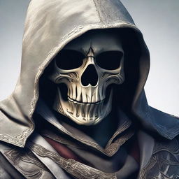 A detailed image of a skull styled in the fashion of Assassin's Creed.