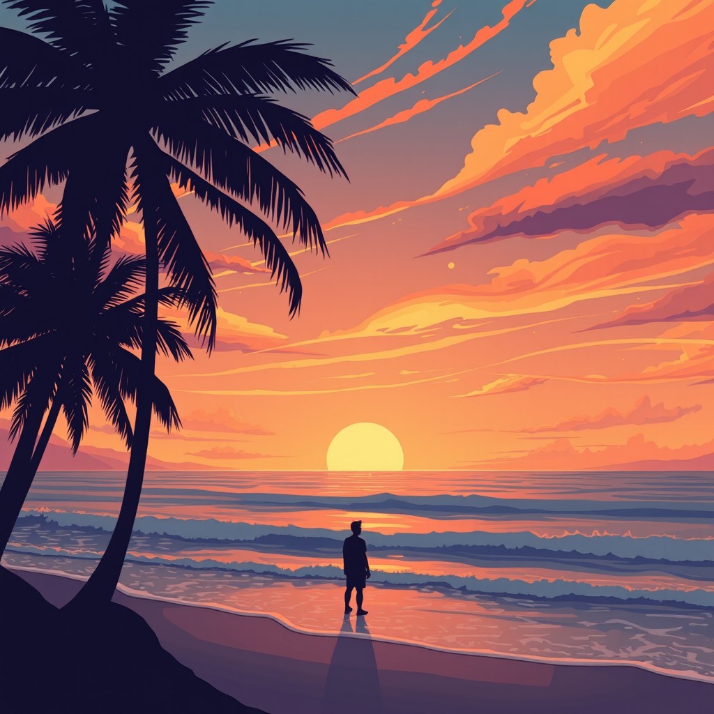A mesmerizing and emotional landscape depicting the concept of 'saudade'—a deep, nostalgic longing