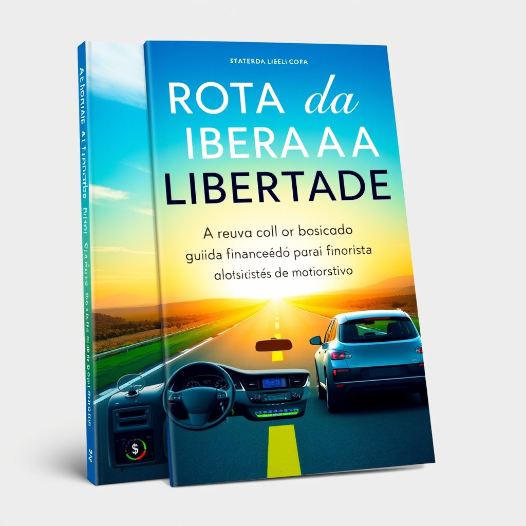 A captivating ebook cover titled 'Rota da Liberdade: Guia Financeiro para Motoristas de Aplicativo'