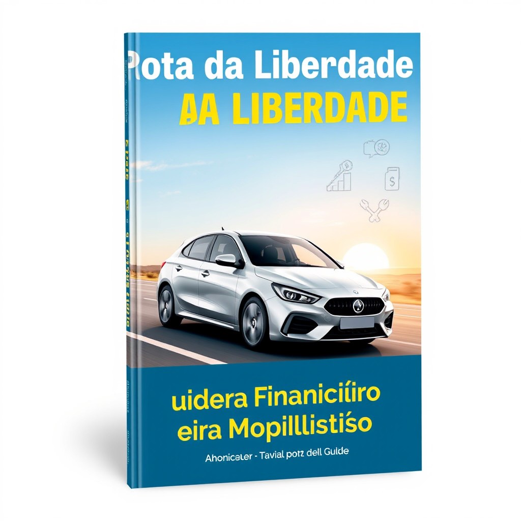 An engaging ebook cover titled 'Rota da Liberdade: Guia Financeiro para Motoristas de Aplicativo'
