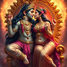 A captivating vision of a beautiful Hindu goddess, adorned with intricate jewelry, including delicate payal on her feet
