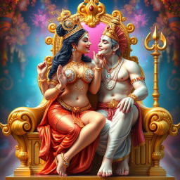 A stunning depiction of a beautiful Devi goddess, adorned with delicate payal on her feet, showcasing her divine elegance