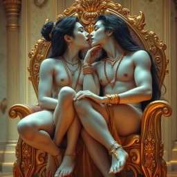 A stunning scene featuring two beautiful figures with glowing milk-like skin, both elegantly adorned with anklets (payal) on their feet