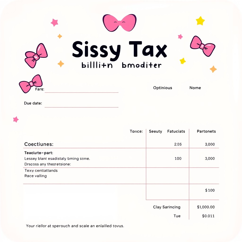 A playful and colorful sissy tax billing statement design, featuring a bright and cheerful layout