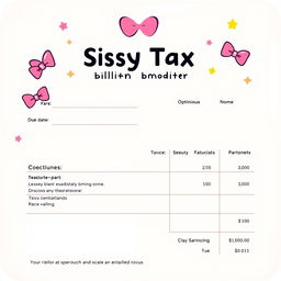 A playful and colorful sissy tax billing statement design, featuring a bright and cheerful layout