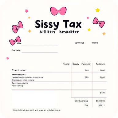 A playful and colorful sissy tax billing statement design, featuring a bright and cheerful layout