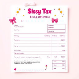 A playful and colorful sissy tax billing statement design, featuring a bright and cheerful layout