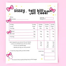 A playful and colorful sissy tax billing statement design, featuring a bright and cheerful layout