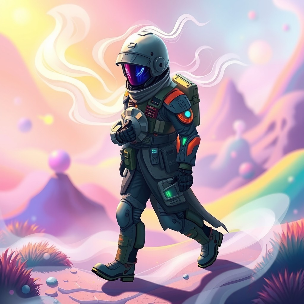 A humanoid fog soldier depicted in an isometric stance, confidently marching south