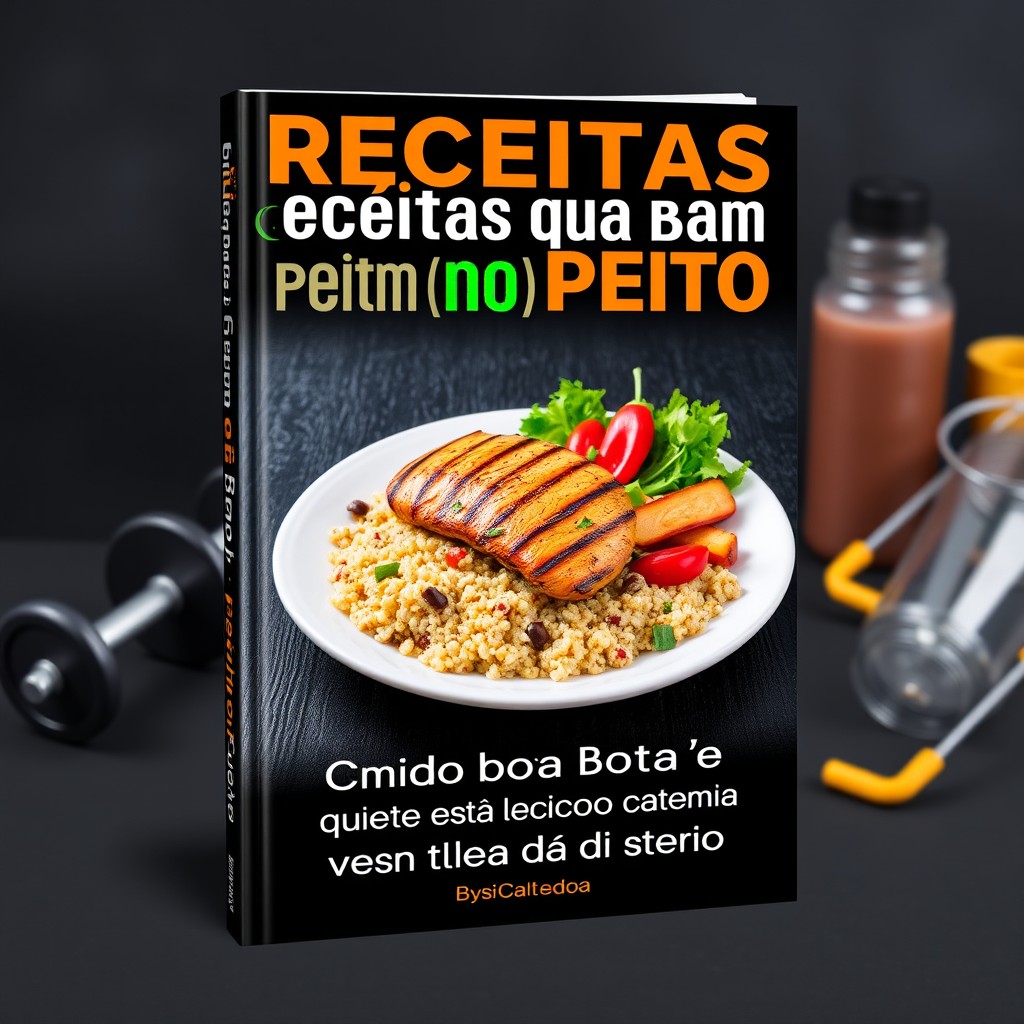 A modern eBook cover featuring the title 'Receitas que Batem no Peito (e no Abdômen)' in bold, eye-catching fonts