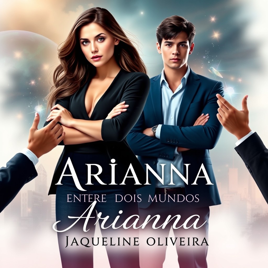 The cover design for a teenage romance novel titled 'Arianna Entre Dois Mundos' by author Jaqueline Oliveira