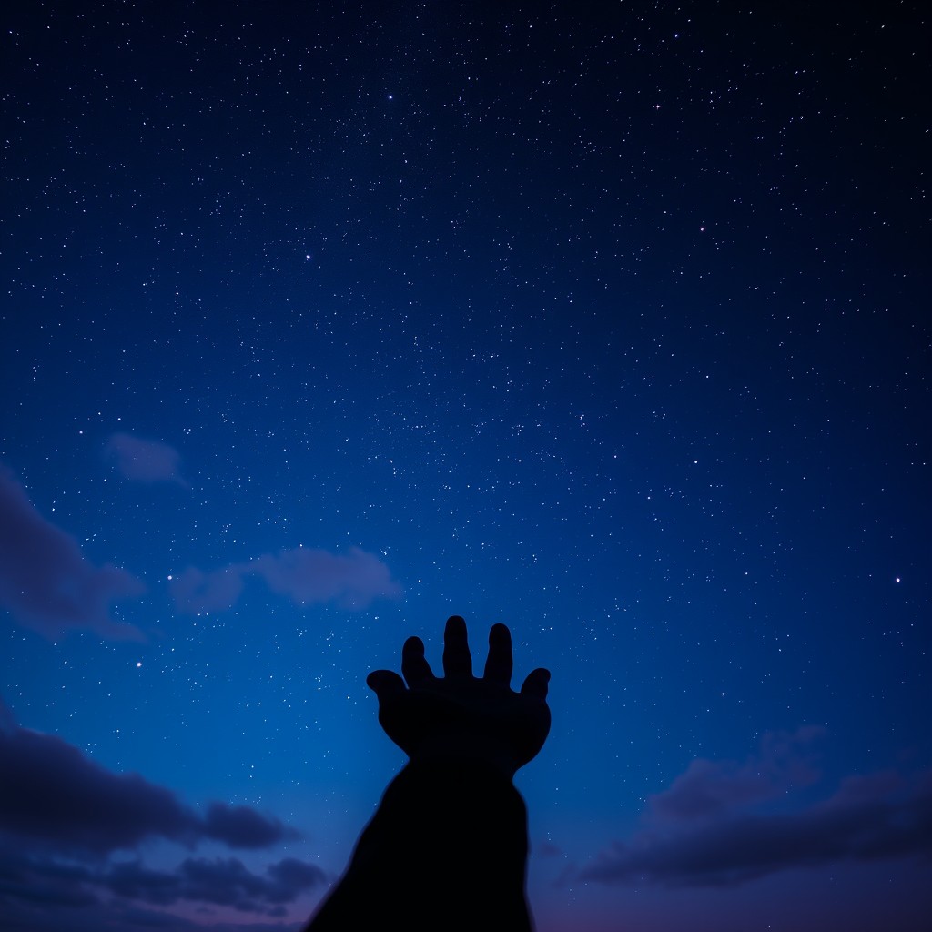 A beautiful nighttime scene featuring a starry sky with countless twinkling stars