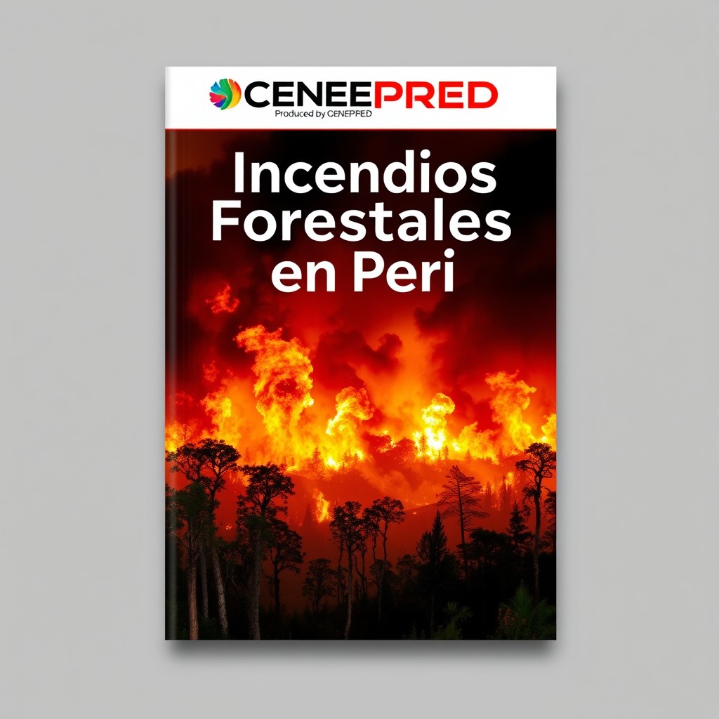 Book cover design focused on forest fires in Peru, produced by CENEPRED