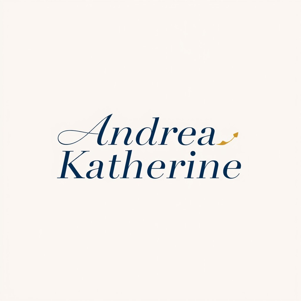 A modern and elegant logo design featuring the name 'Andrea Katherine'