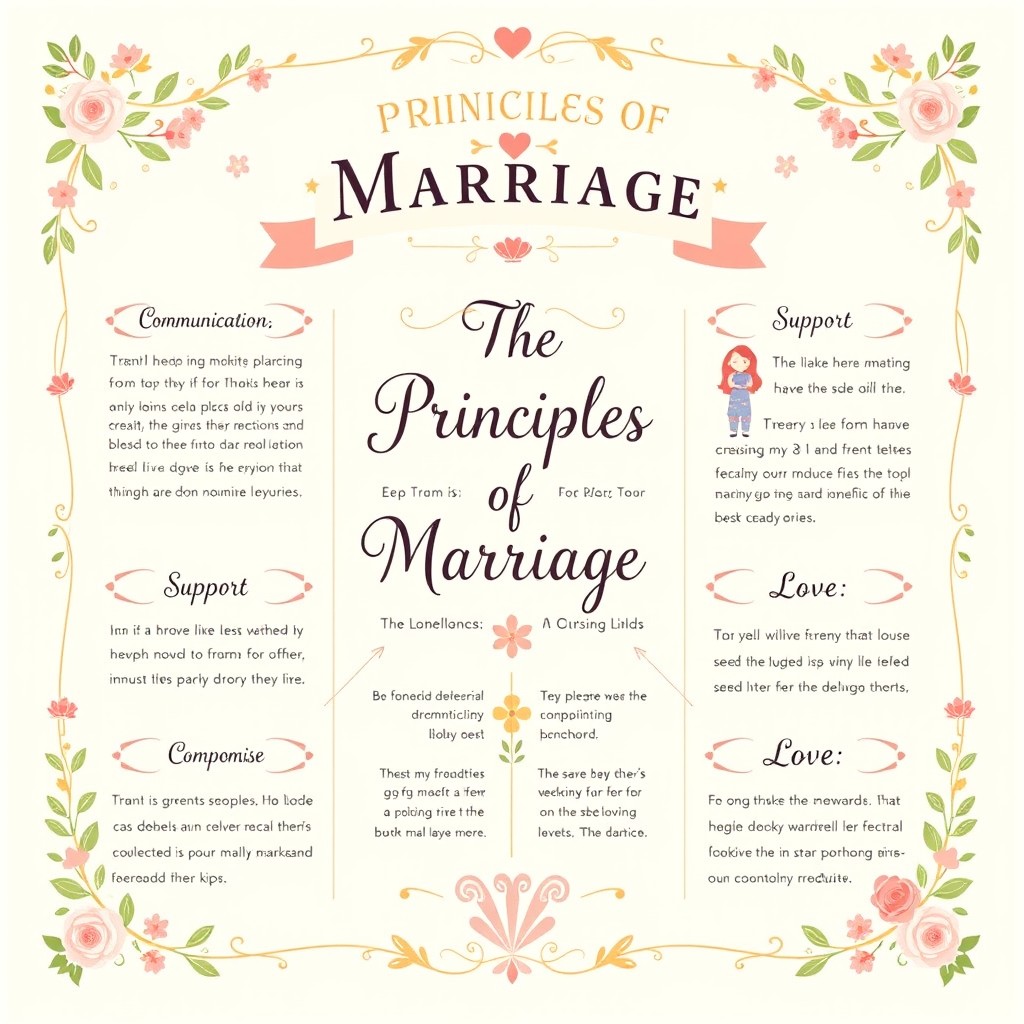 An illustrated and decorative infographical representation of the Principles of Marriage