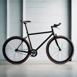 A sleek, precisely designed singlespeed bike resting against a minimalist backdrop