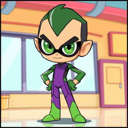 A captivating illustration of a humanized version of Mojo Jojo, the iconic character from the Powerpuff Girls series