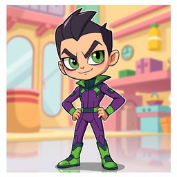 A captivating illustration of a humanized version of Mojo Jojo, the iconic character from the Powerpuff Girls series