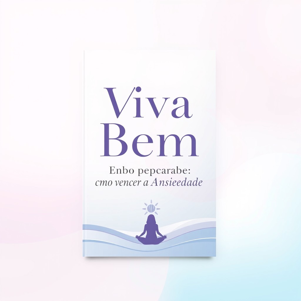 A visually appealing eBook cover design featuring the title "Viva Bem: Como vencer a Ansiedade" prominently displayed in elegant, contemporary typography