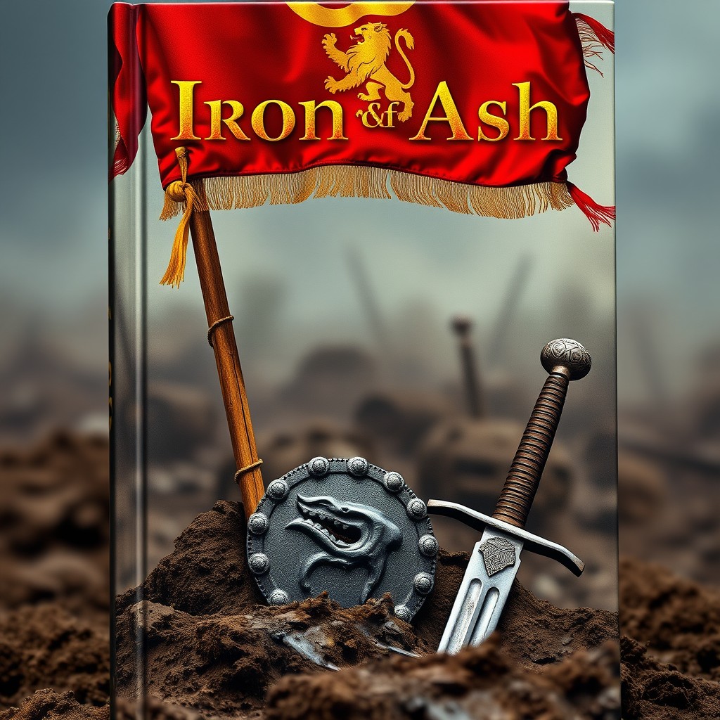 A book cover featuring the title 'Iron & Ash' prominently displayed at the top
